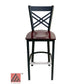 AAA Furniture Crisscross Back 43" Black Metal Bar Stool with Brown Wood Seat