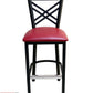 AAA Furniture Crisscross Back 43" Black Metal Bar Stool with Claret Customer Owned Material Seat