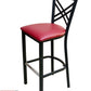 AAA Furniture Crisscross Back 43" Black Metal Bar Stool with Claret Customer Owned Material Seat