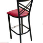 AAA Furniture Crisscross Back 43" Black Metal Bar Stool with Claret Customer Owned Material Seat