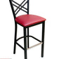 AAA Furniture Crisscross Back 43" Black Metal Bar Stool with Claret Customer Owned Material Seat