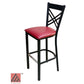 AAA Furniture Crisscross Back 43" Black Metal Bar Stool with Claret Vinyl Seat