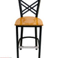 AAA Furniture Crisscross Back 43" Black Metal Bar Stool with Natural Wood Seat