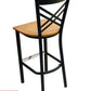 AAA Furniture Crisscross Back 43" Black Metal Bar Stool with Natural Wood Seat