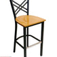 AAA Furniture Crisscross Back 43" Black Metal Bar Stool with Natural Wood Seat