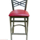 AAA Furniture Crisscross Back 43" Clear Coat Metal Bar Stool with Claret Customer Owned Material Seat