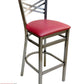 AAA Furniture Crisscross Back 43" Clear Coat Metal Bar Stool with Claret Customer Owned Material Seat