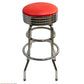 AAA Furniture Double Ring 30" Bar Stool with Red Customer Owned Material & Chrome Seat Band