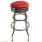 AAA Furniture Double Ring 30" Bar Stool with Wine Customer Owned Material & Chrome Seat Band