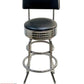 AAA Furniture Double Ring 41" Black Bar Stool with Back and Chrome Seat Band