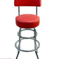 AAA Furniture Double Ring 41" Red Bar Stool with Back