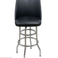 AAA Furniture Double Ring 43" Chrome Metal Bar Stool with Black Vinyl Seat