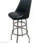 AAA Furniture Double Ring 43" Chrome Metal Bar Stool with Black Vinyl Seat