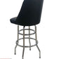 AAA Furniture Double Ring 43" Chrome Metal Bar Stool with Black Vinyl Seat