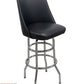 AAA Furniture Double Ring 43" Chrome Metal Bar Stool with Black Vinyl Seat