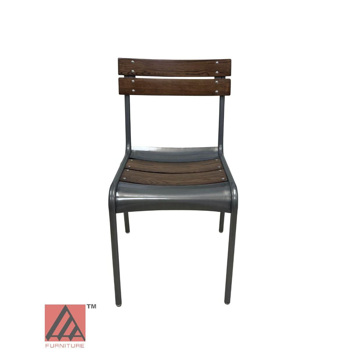 AAA Furniture Epic 33" Galvanized Metal Chair with Walnut Wood Seat