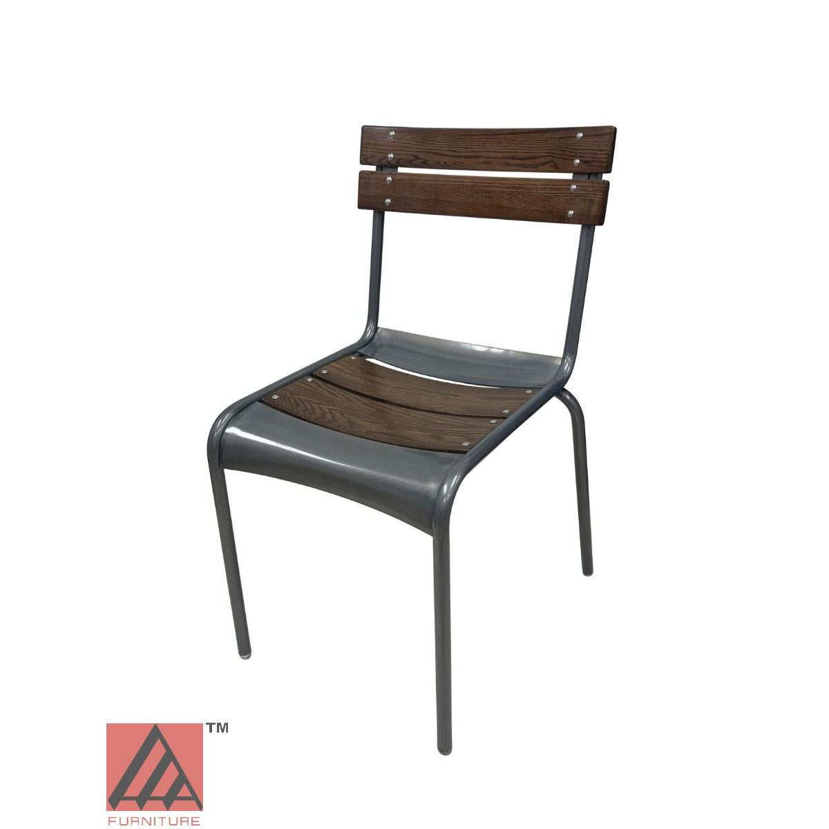 AAA Furniture Epic 33" Galvanized Metal Chair with Walnut Wood Seat