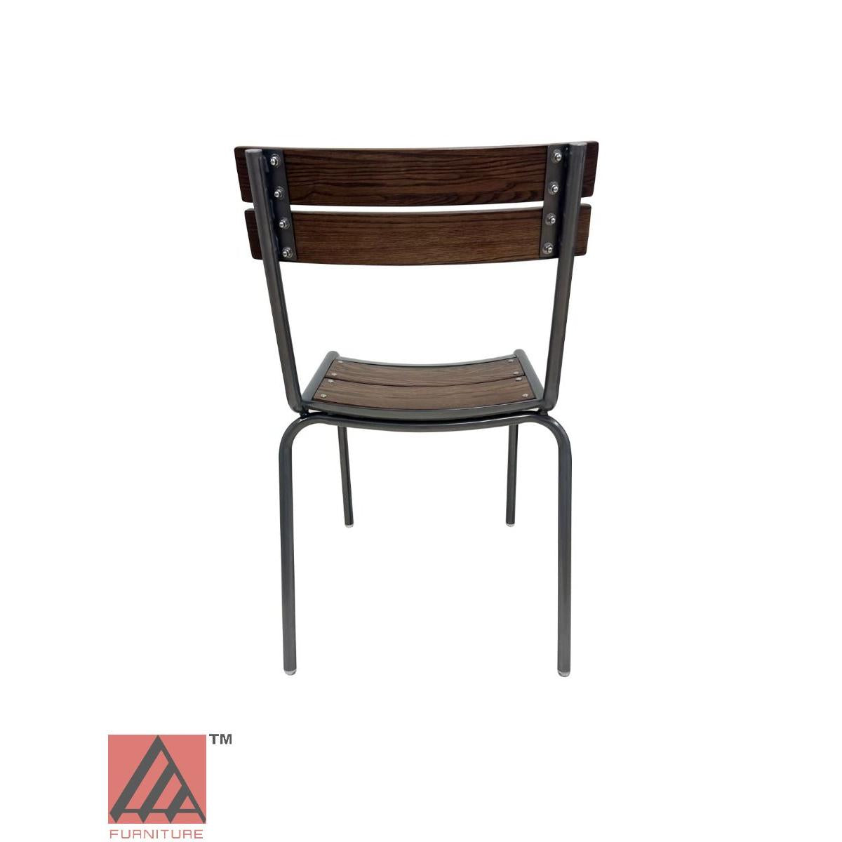 AAA Furniture Epic 33" Galvanized Metal Chair with Walnut Wood Seat