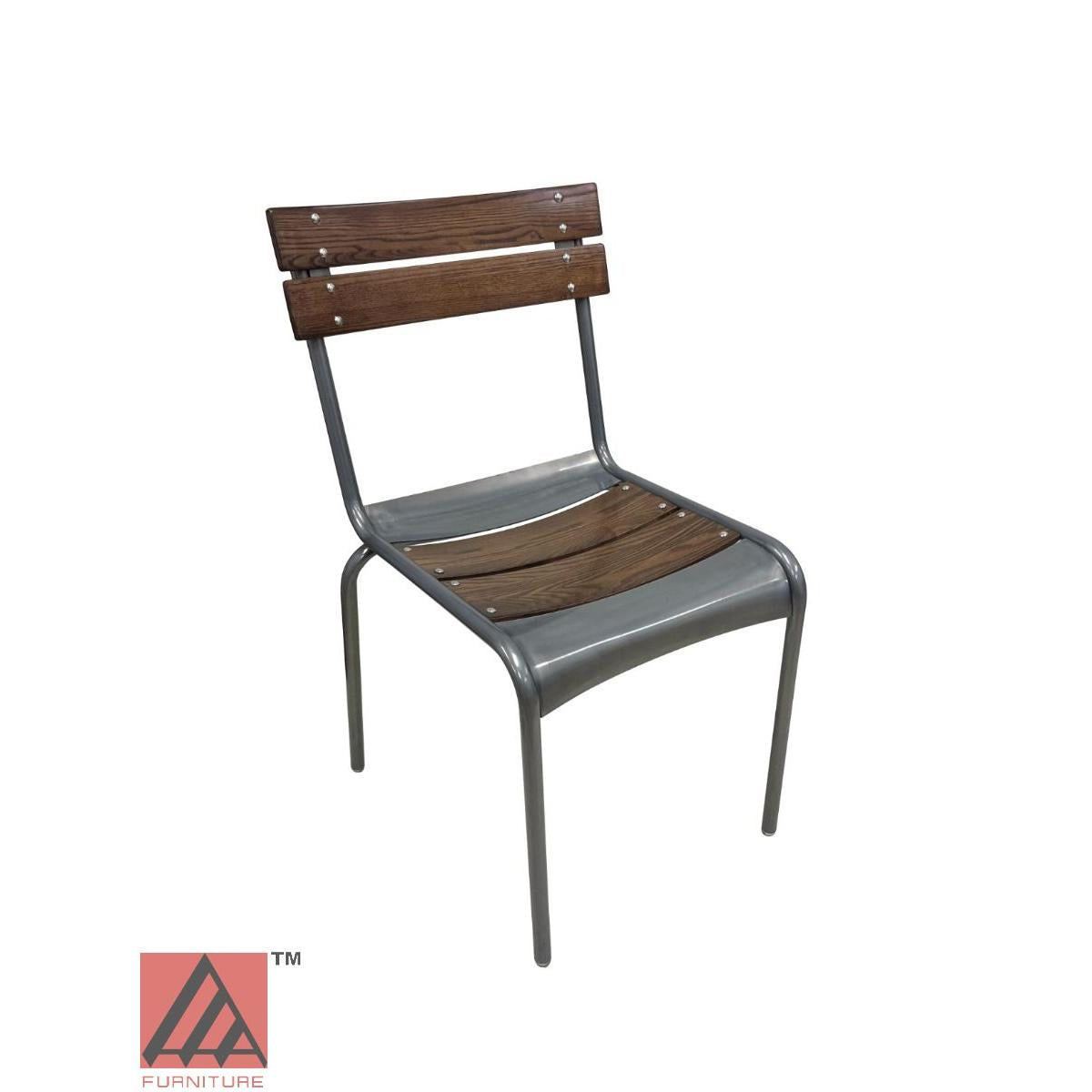 AAA Furniture Epic 33" Galvanized Metal Chair with Walnut Wood Seat