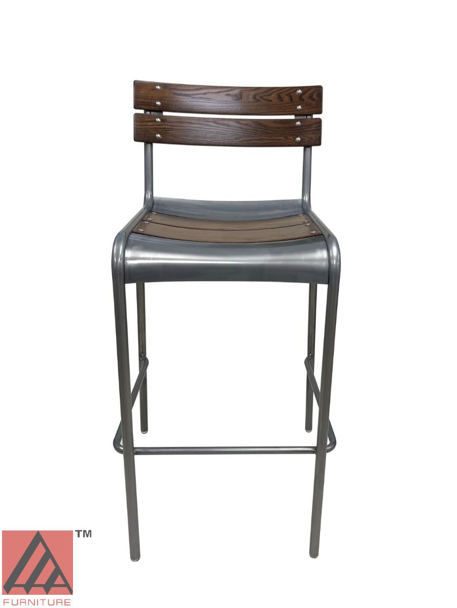 AAA Furniture Epic 40" Galvanized Metal Chair with Walnut Wood Seat