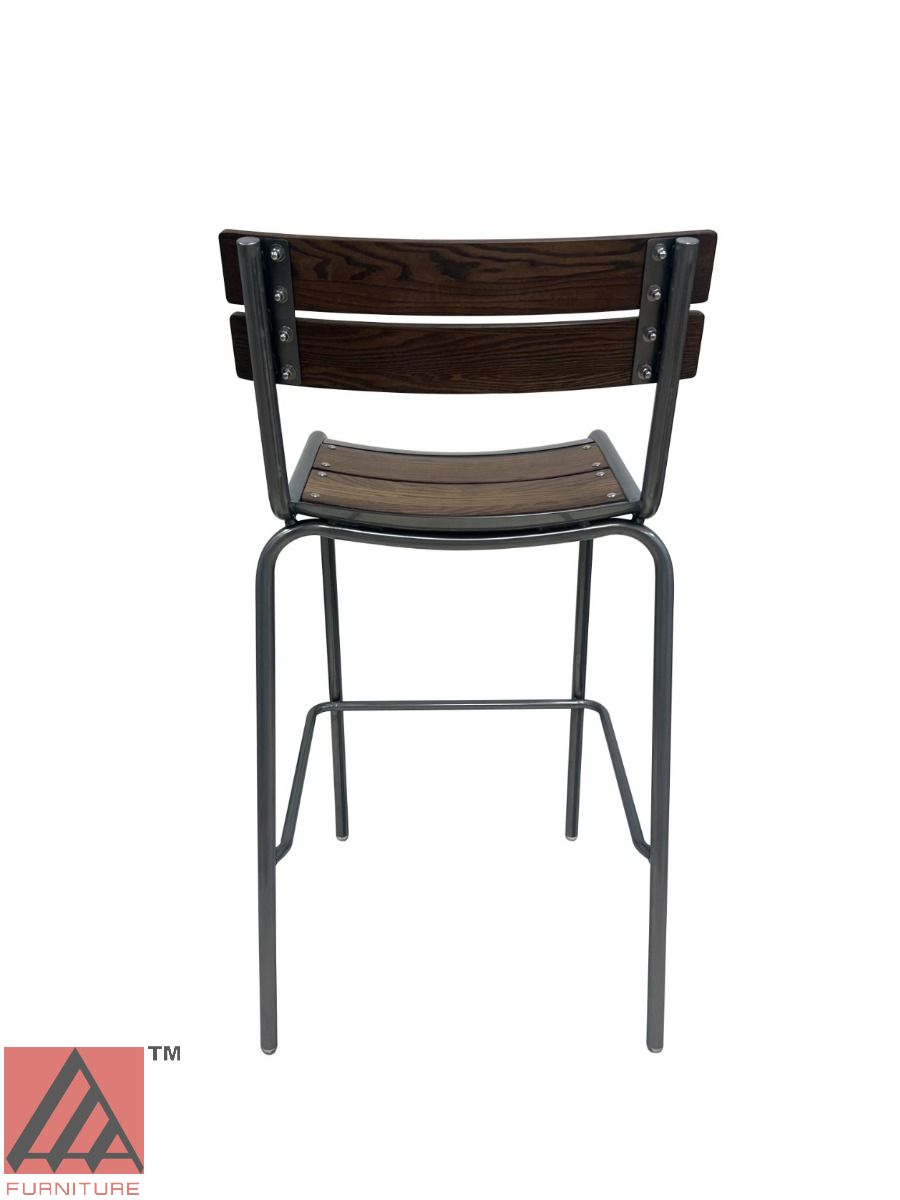 AAA Furniture Epic 40" Galvanized Metal Chair with Walnut Wood Seat