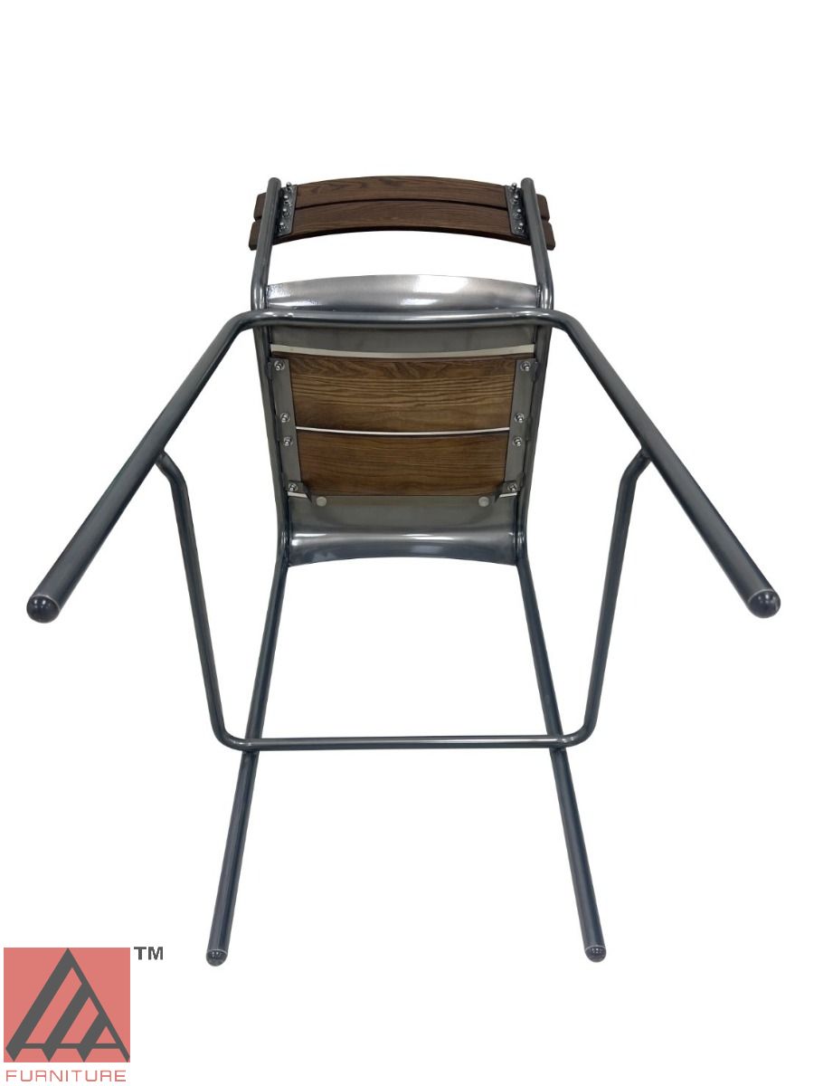 AAA Furniture Epic 40" Galvanized Metal Chair with Walnut Wood Seat