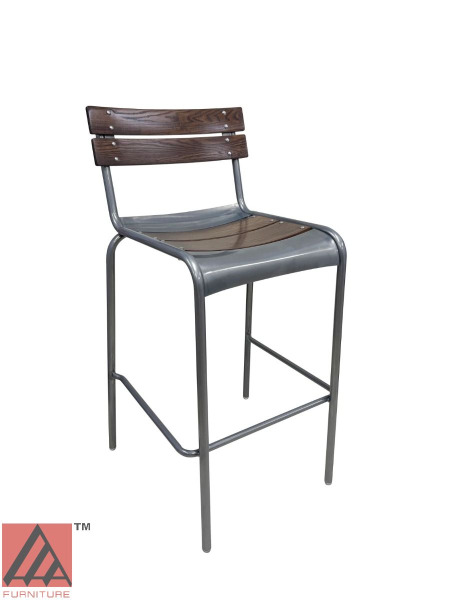 AAA Furniture Epic 40" Galvanized Metal Chair with Walnut Wood Seat