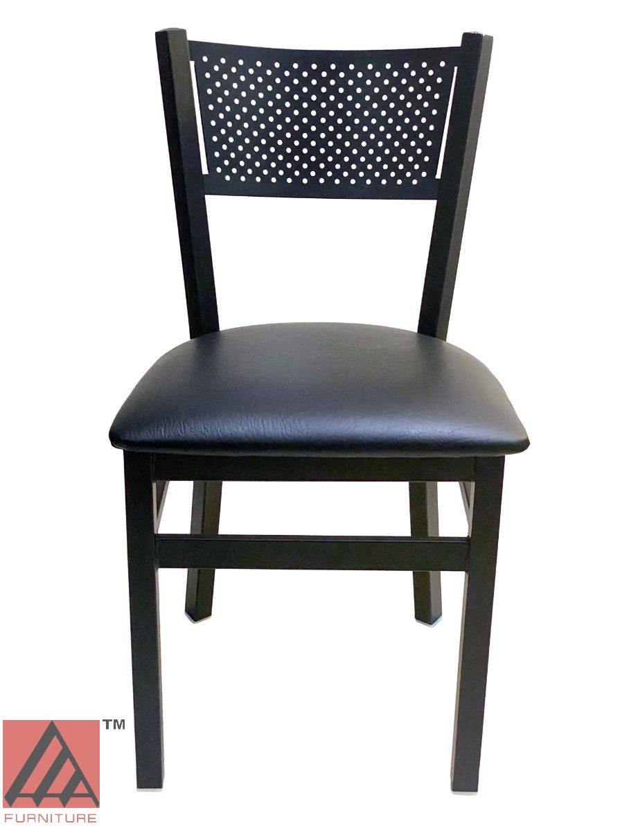 AAA Furniture Grid Back 32" Black Metal Chair with Black Customer Owned Material Seat