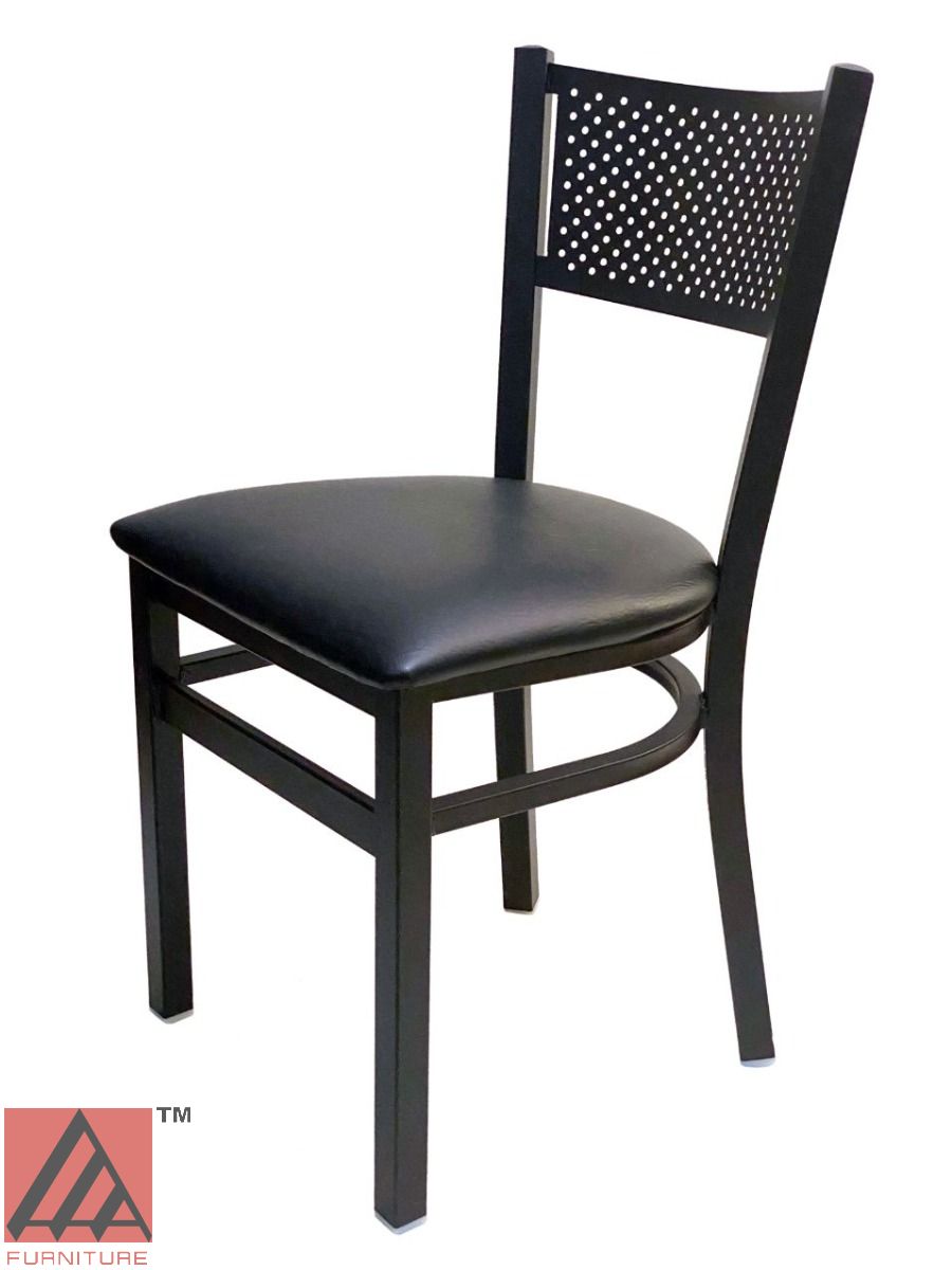 AAA Furniture Grid Back 32" Black Metal Chair with Black Customer Owned Material Seat