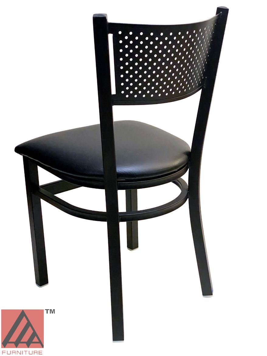 AAA Furniture Grid Back 32" Black Metal Chair with Black Customer Owned Material Seat