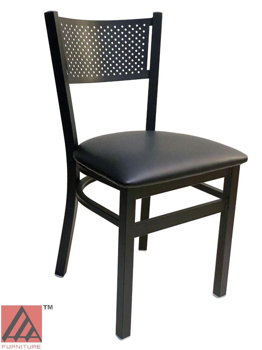 AAA Furniture Grid Back 32" Black Metal Chair with Black Customer Owned Material Seat