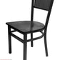 AAA Furniture Grid Back 32" Black Metal Chair with Black Wood Seat