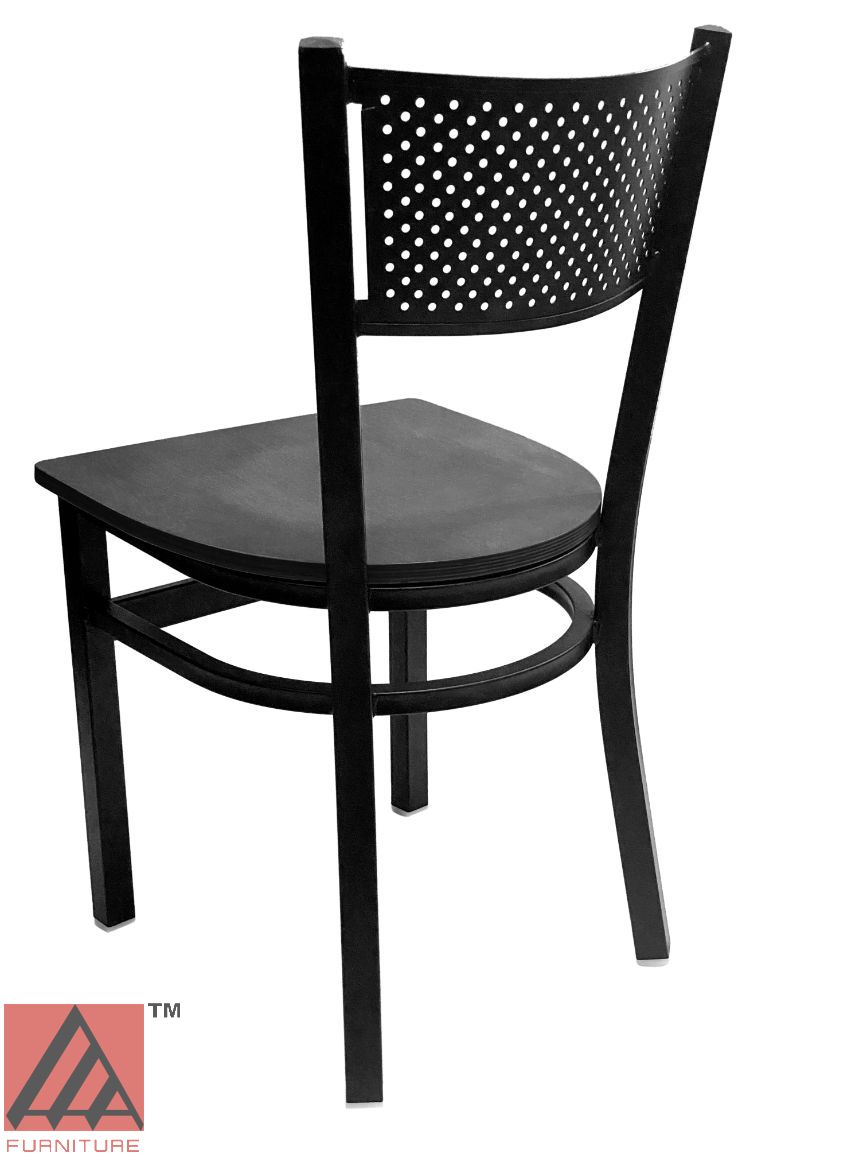 AAA Furniture Grid Back 32" Black Metal Chair with Black Wood Seat