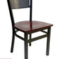 AAA Furniture Grid Back 32" Black Metal Chair with Brown Wood Seat