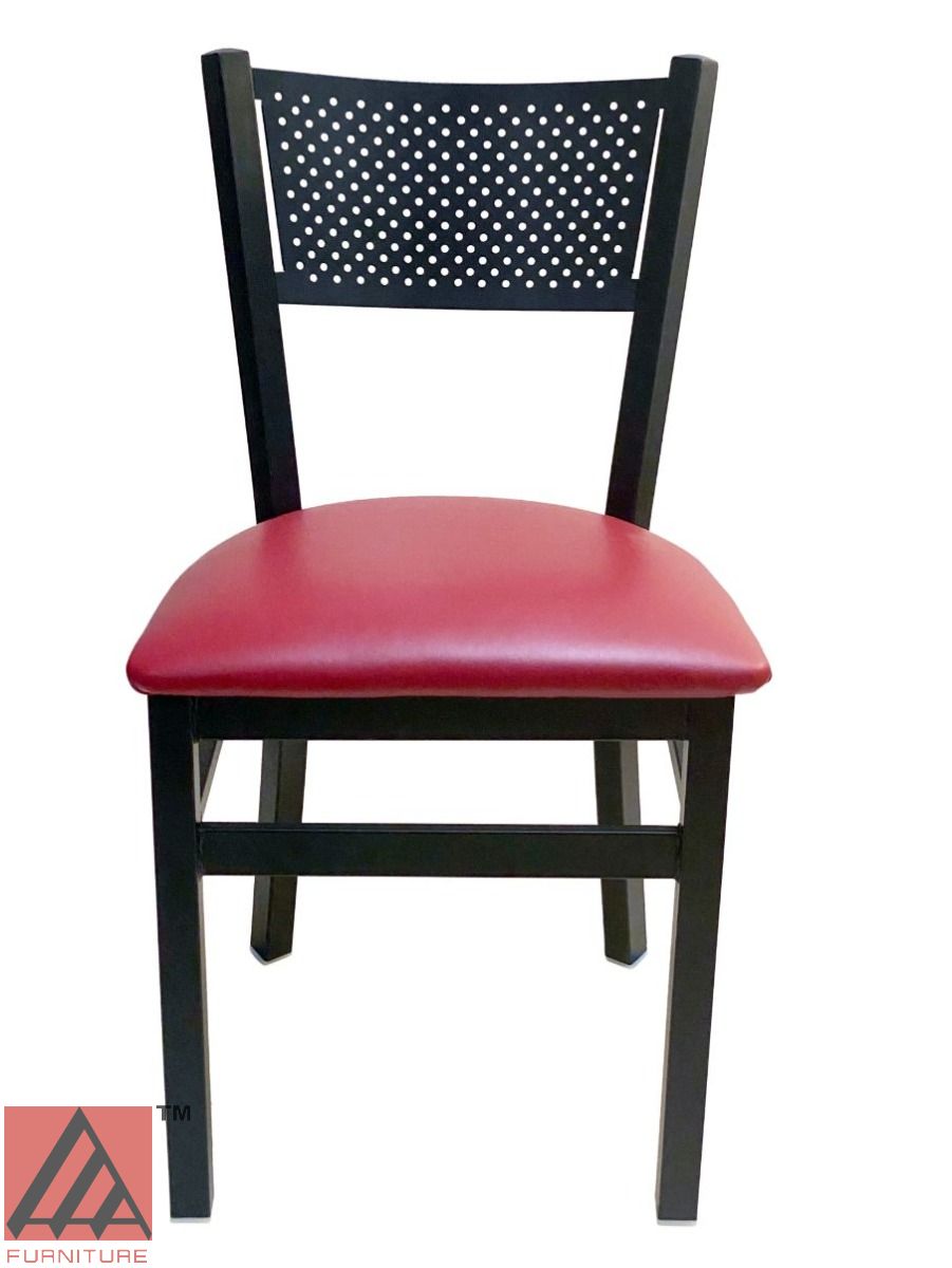 AAA Furniture Grid Back 32" Black Metal Chair with Claret Customer Owned Material Seat