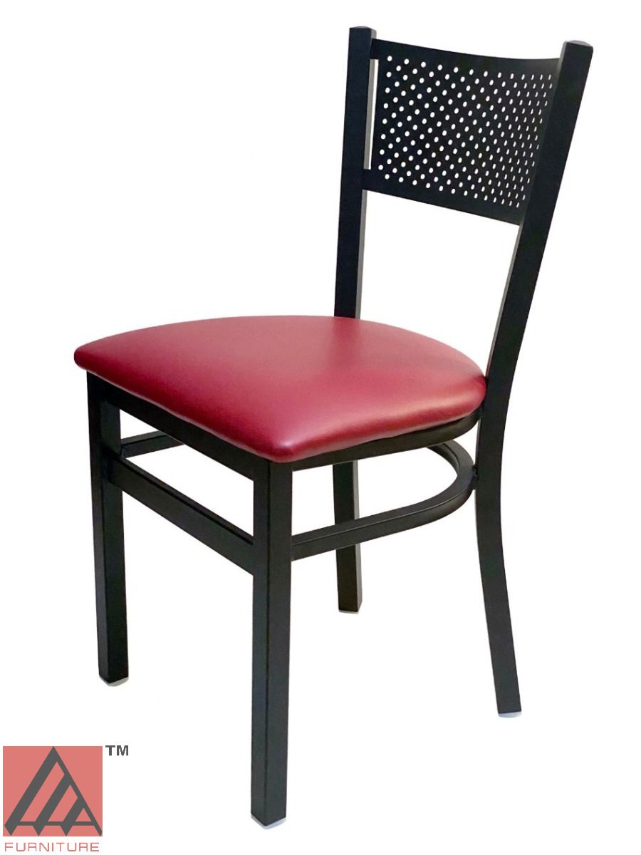 AAA Furniture Grid Back 32" Black Metal Chair with Claret Customer Owned Material Seat