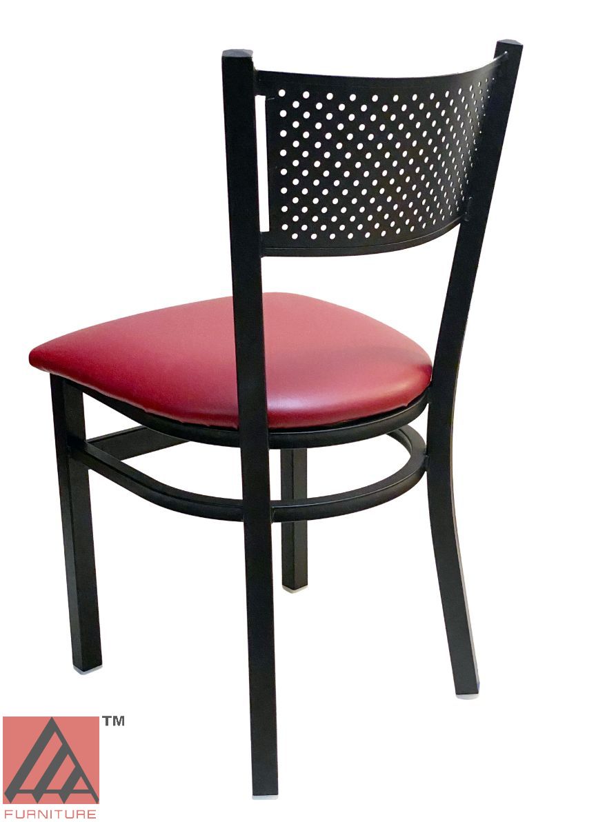 AAA Furniture Grid Back 32" Black Metal Chair with Claret Customer Owned Material Seat