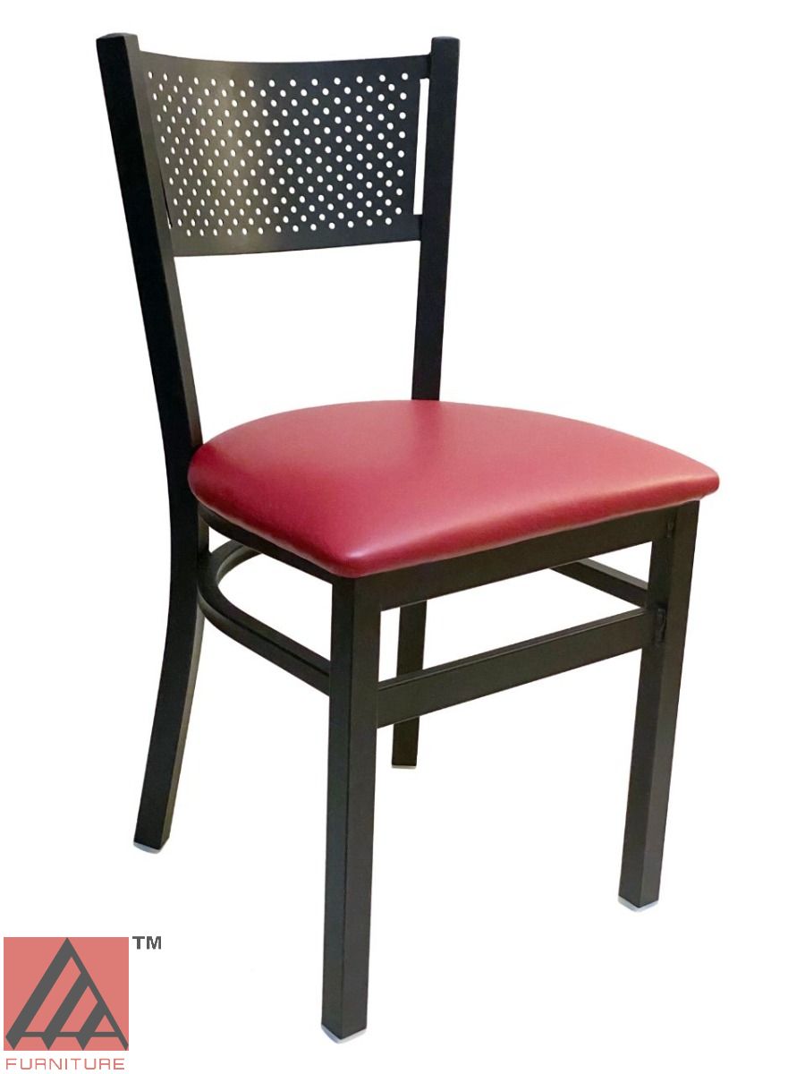 AAA Furniture Grid Back 32" Black Metal Chair with Claret Customer Owned Material Seat