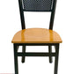 AAA Furniture Grid Back 32" Black Metal Chair with Natural Wood Seat