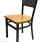 AAA Furniture Grid Back 32" Black Metal Chair with Natural Wood Seat