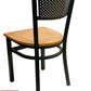 AAA Furniture Grid Back 32" Black Metal Chair with Natural Wood Seat