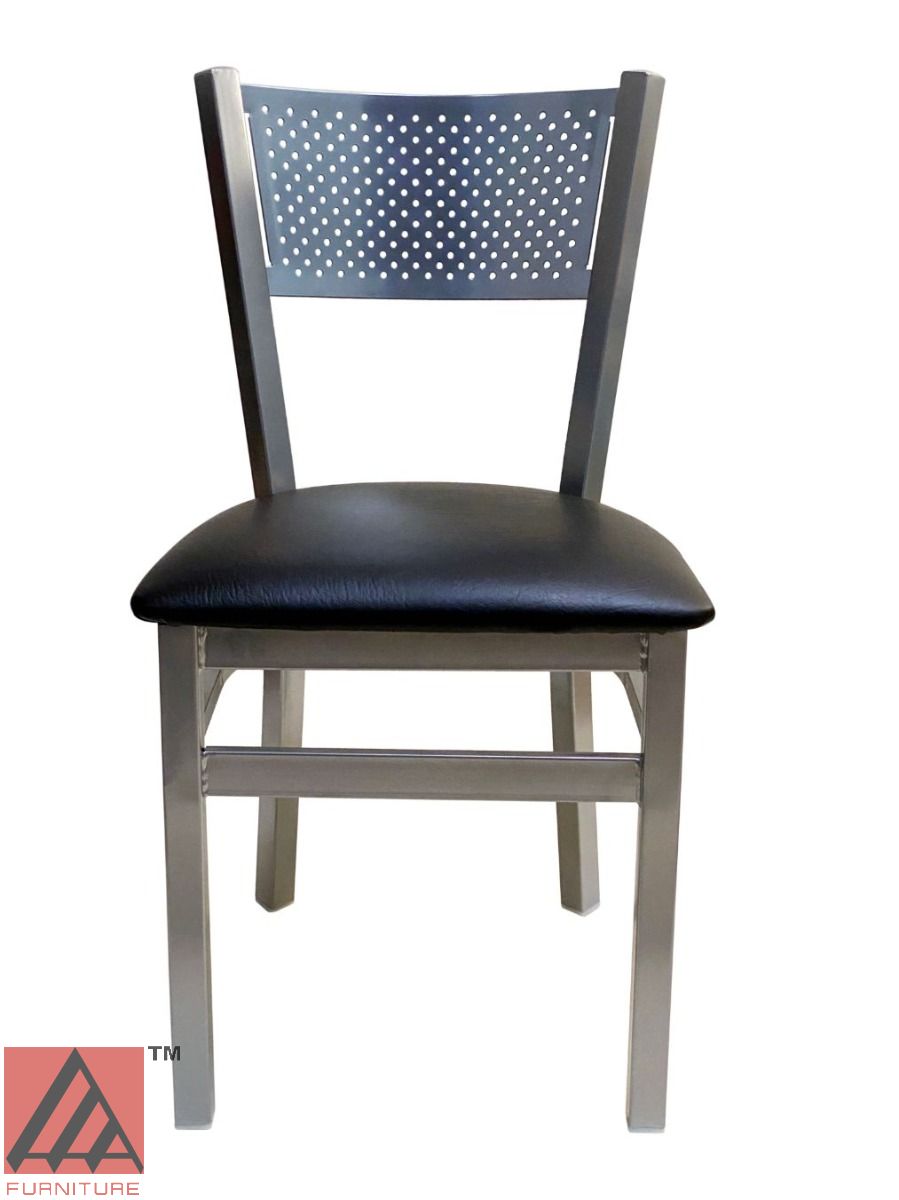 AAA Furniture Grid Back 32" Silver Metal Chair with Black Customer Owned Material Seat