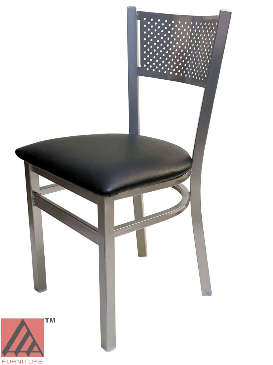 AAA Furniture Grid Back 32" Silver Metal Chair with Black Customer Owned Material Seat