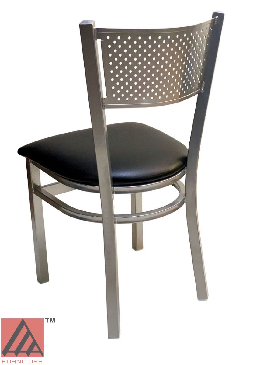 AAA Furniture Grid Back 32" Silver Metal Chair with Black Customer Owned Material Seat