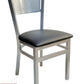 AAA Furniture Grid Back 32" Silver Metal Chair with Black Customer Owned Material Seat