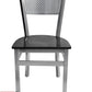 AAA Furniture Grid Back 32" Silver Metal Chair with Black Wood Seat