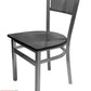 AAA Furniture Grid Back 32" Silver Metal Chair with Black Wood Seat