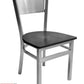 AAA Furniture Grid Back 32" Silver Metal Chair with Black Wood Seat