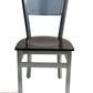 AAA Furniture Grid Back 32" Silver Metal Chair with Brown Wood Seat