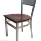 AAA Furniture Grid Back 32" Silver Metal Chair with Brown Wood Seat